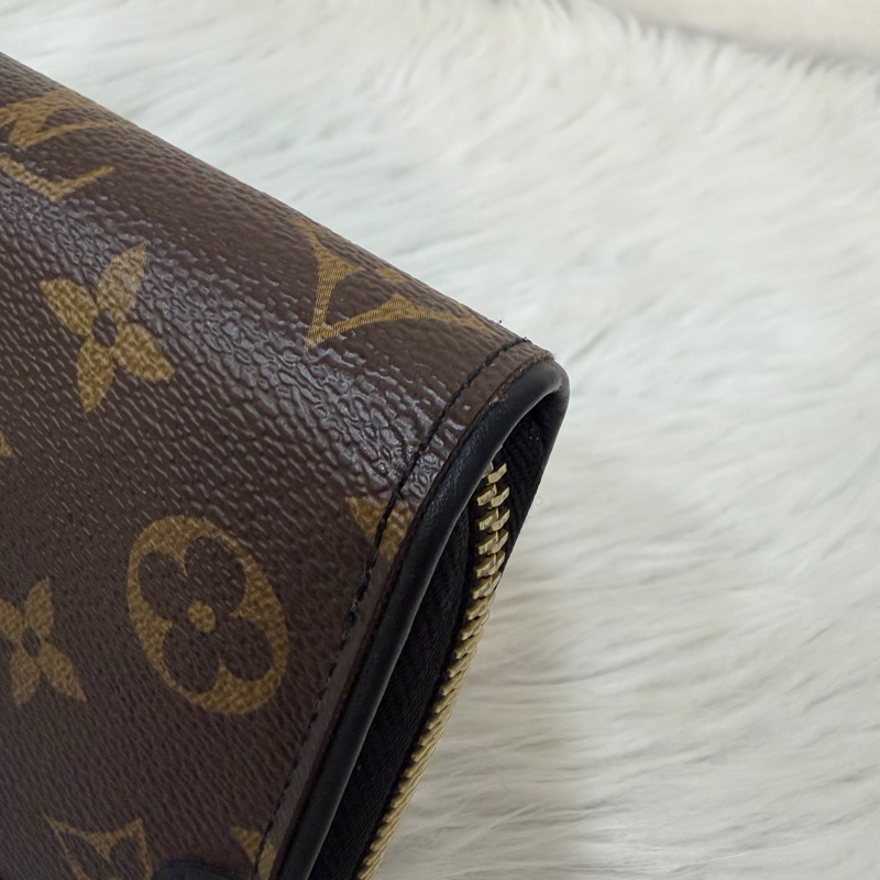 LV M61188 原花老花皮格包邊拉鍊長夾 長夾 皮夾 錢包 銀包-10