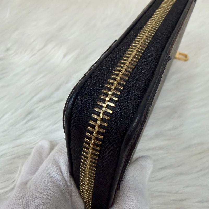 LV M61188 原花老花皮格包邊拉鍊長夾 長夾 皮夾 錢包 銀包-12