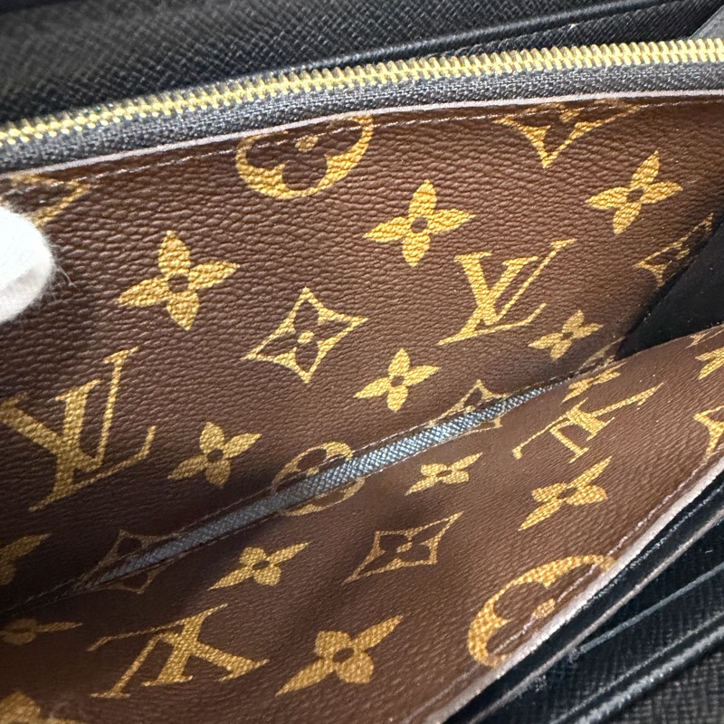 LV M61188 原花老花皮格包邊拉鍊長夾 長夾 皮夾 錢包 銀包-36