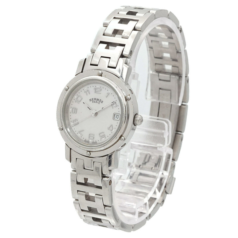 愛馬仕 Clipper CL4 210 女士腕錶，日期顯示，白色錶殼，石英錶-2