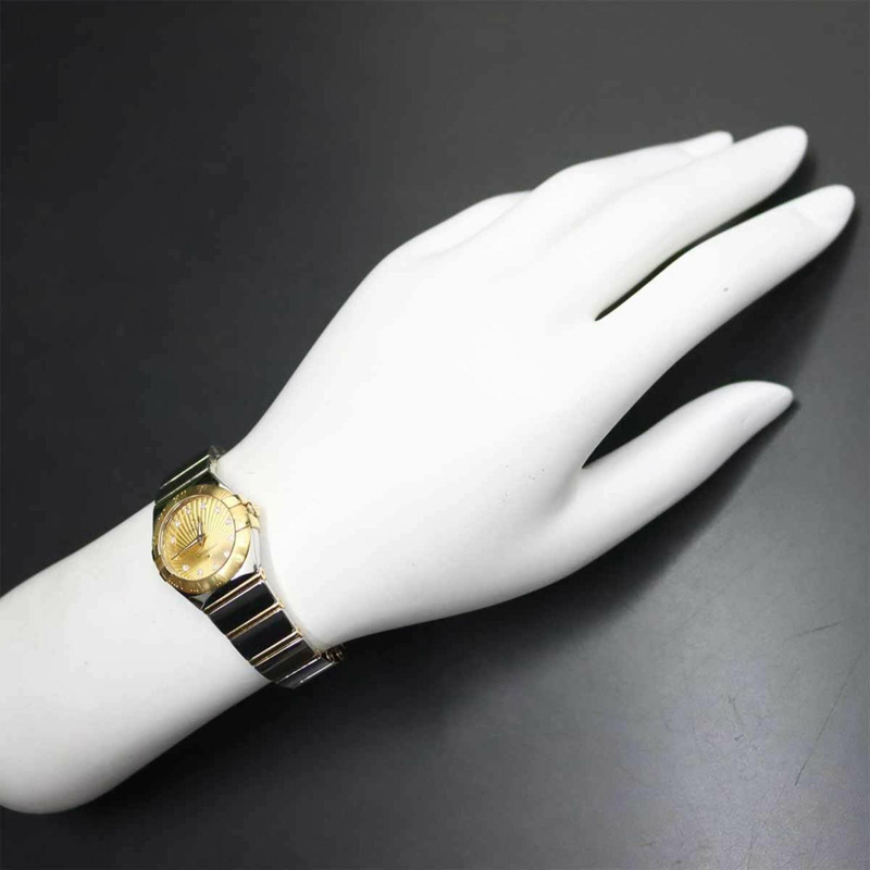 歐米茄星座系列雙色磨砂女錶 123 20 24 60 58 002 18K黃金石英錶-2