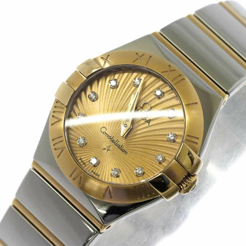 歐米茄星座系列雙色磨砂女錶 123 20 24 60 58 002 18K黃金石英錶-6