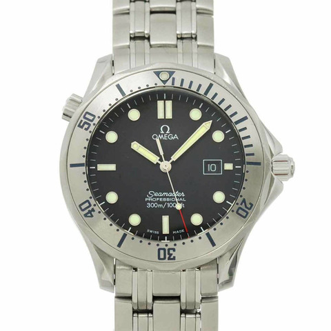 歐米茄海馬系列300公尺潛水錶 2261 50 男士腕錶，日期顯示，黑色，石英錶