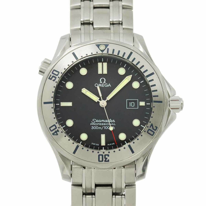 歐米茄海馬系列300公尺潛水錶 2261 50 男士腕錶，日期顯示，黑色，石英錶-0