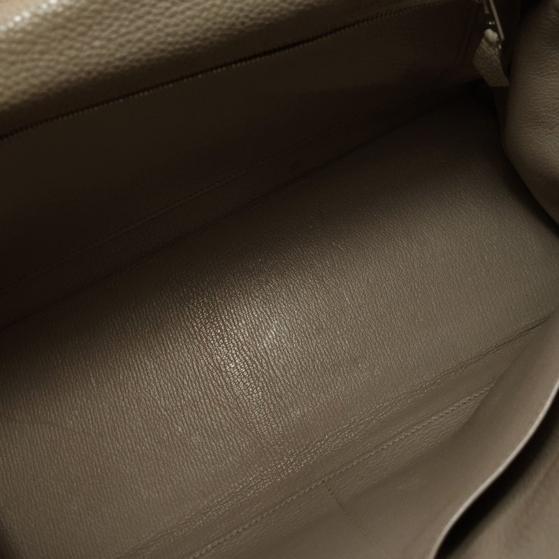 Hermes Kelly凱莉包35純色旋扣手提單肩包Togo牛皮銀扣S2風衣灰-11