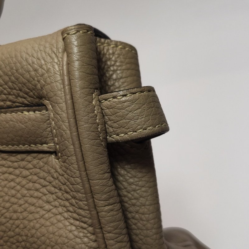 Hermes Kelly凱莉包35純色旋扣手提單肩包Togo牛皮銀扣S2風衣灰-16