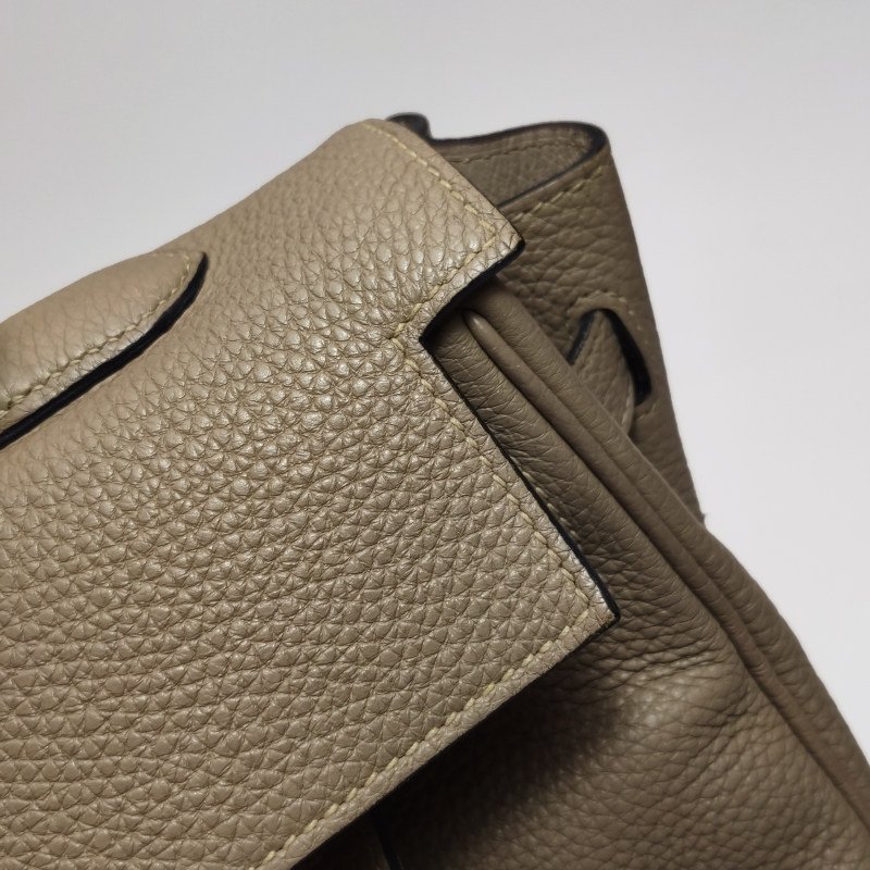 Hermes Kelly凱莉包35純色旋扣手提單肩包Togo牛皮銀扣S2風衣灰-17