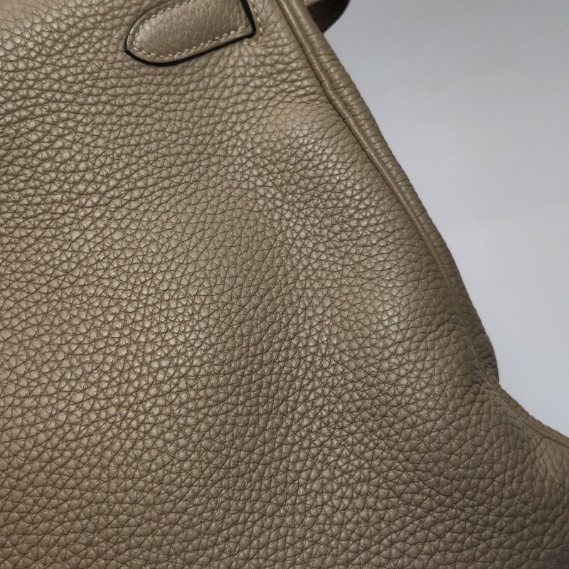 Hermes Kelly凱莉包35純色旋扣手提單肩包Togo牛皮銀扣S2風衣灰-24