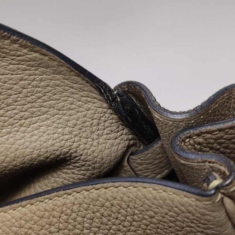 Hermes Kelly凱莉包35純色旋扣手提單肩包Togo牛皮銀扣S2風衣灰-28