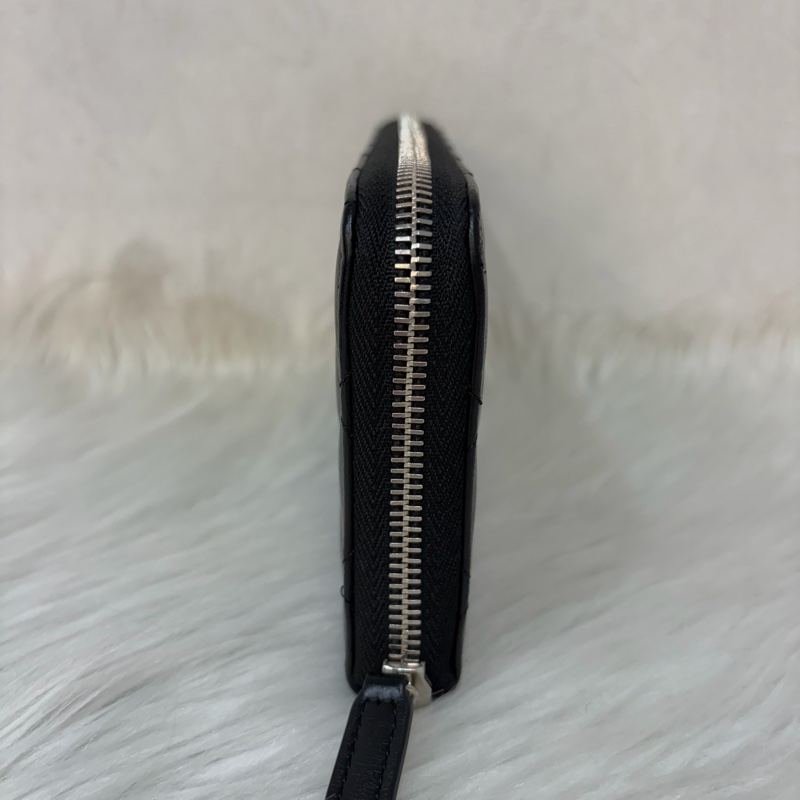 CHANEL A50097 黑羊皮菱格紋銀釦 零錢 發財 長夾 皮夾-1