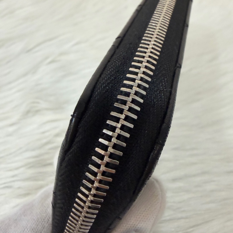 CHANEL A50097 黑羊皮菱格紋銀釦 零錢 發財 長夾 皮夾-14