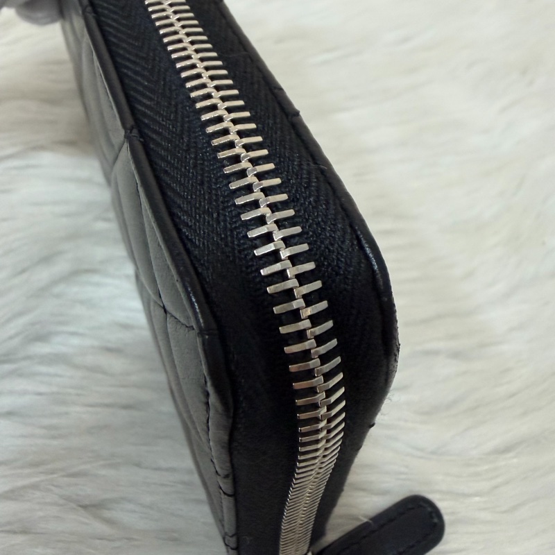 CHANEL A50097 黑羊皮菱格紋銀釦 零錢 發財 長夾 皮夾-17