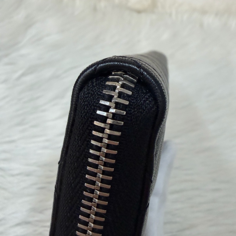 CHANEL A50097 黑羊皮菱格紋銀釦 零錢 發財 長夾 皮夾-21