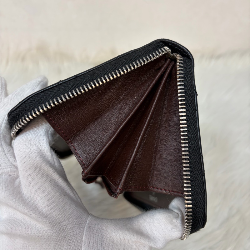 CHANEL A50097 黑羊皮菱格紋銀釦 零錢 發財 長夾 皮夾-27