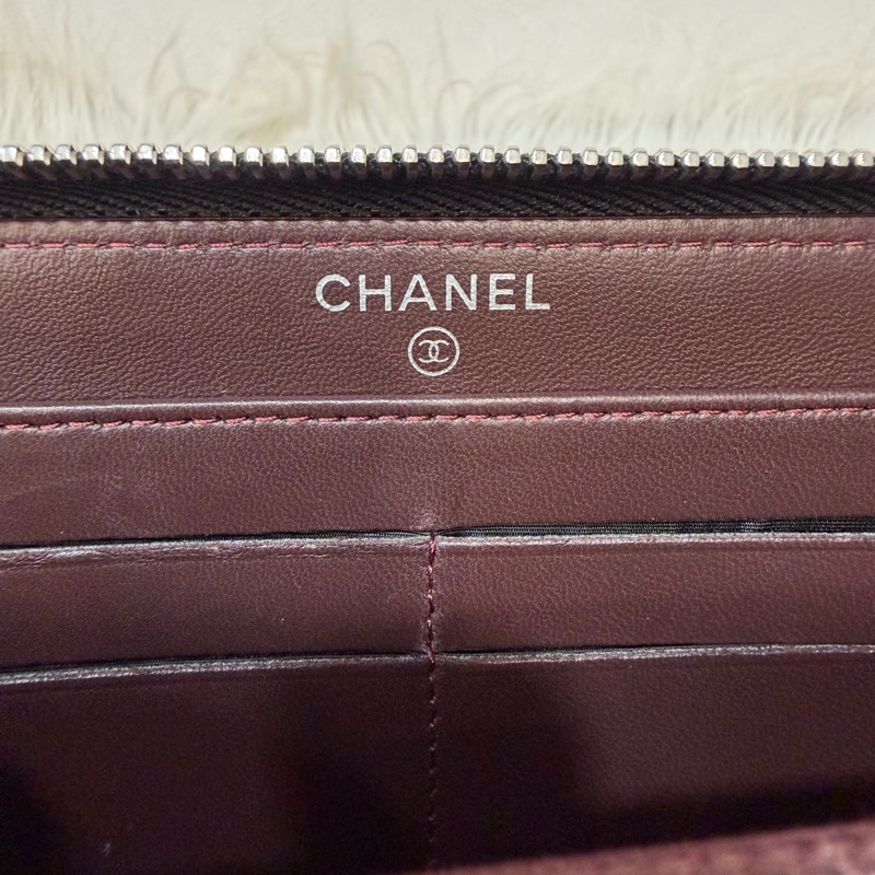 CHANEL A50097 黑羊皮菱格紋銀釦 零錢 發財 長夾 皮夾-36