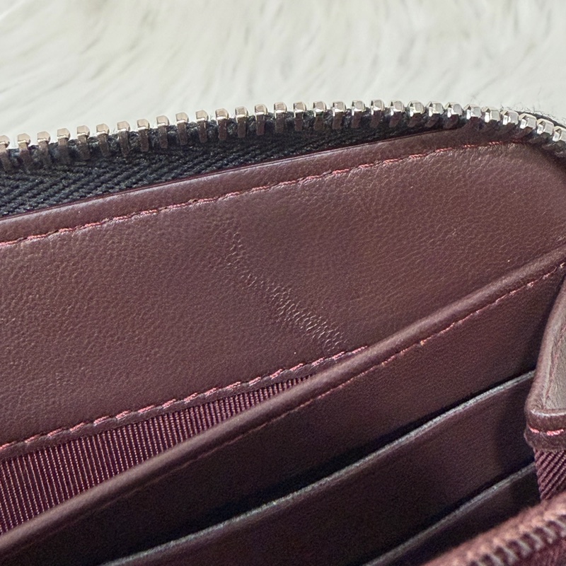 CHANEL A50097 黑羊皮菱格紋銀釦 零錢 發財 長夾 皮夾-49