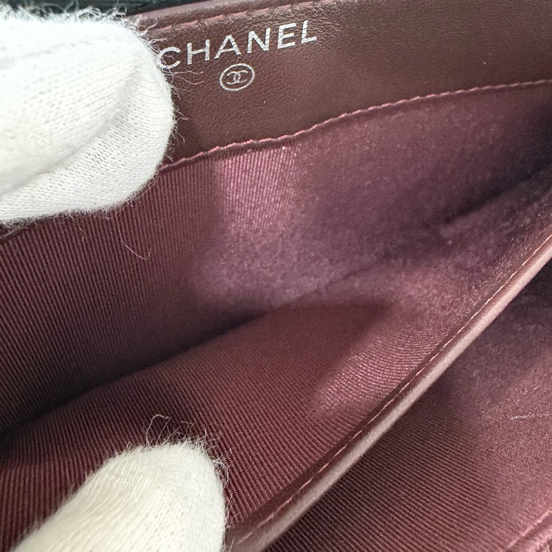 CHANEL A50097 黑羊皮菱格紋銀釦 零錢 發財 長夾 皮夾-51