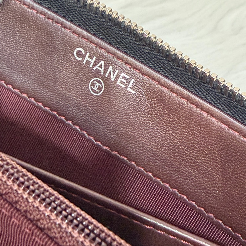 CHANEL A50097 黑羊皮菱格紋銀釦 零錢 發財 長夾 皮夾-52