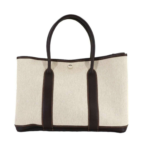 愛馬仕 Garden 36 PM 手提包，H 帆布皮革，天然栗色，□H 印記，銀色五金，派對款