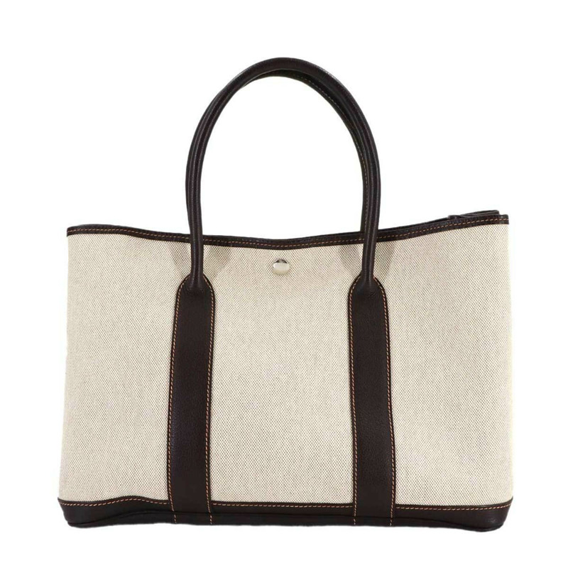 愛馬仕 Garden 36 PM 手提包,H 帆布皮革,天然栗色,□H 印記,銀色五金,派對款-0