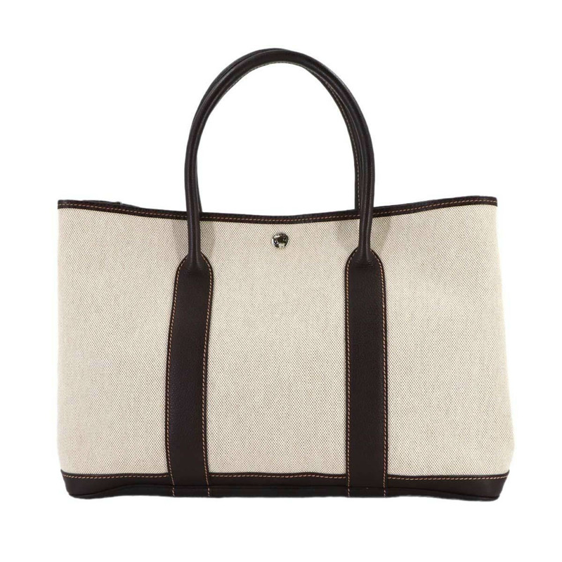 愛馬仕 Garden 36 PM 手提包,H 帆布皮革,天然栗色,□H 印記,銀色五金,派對款-1