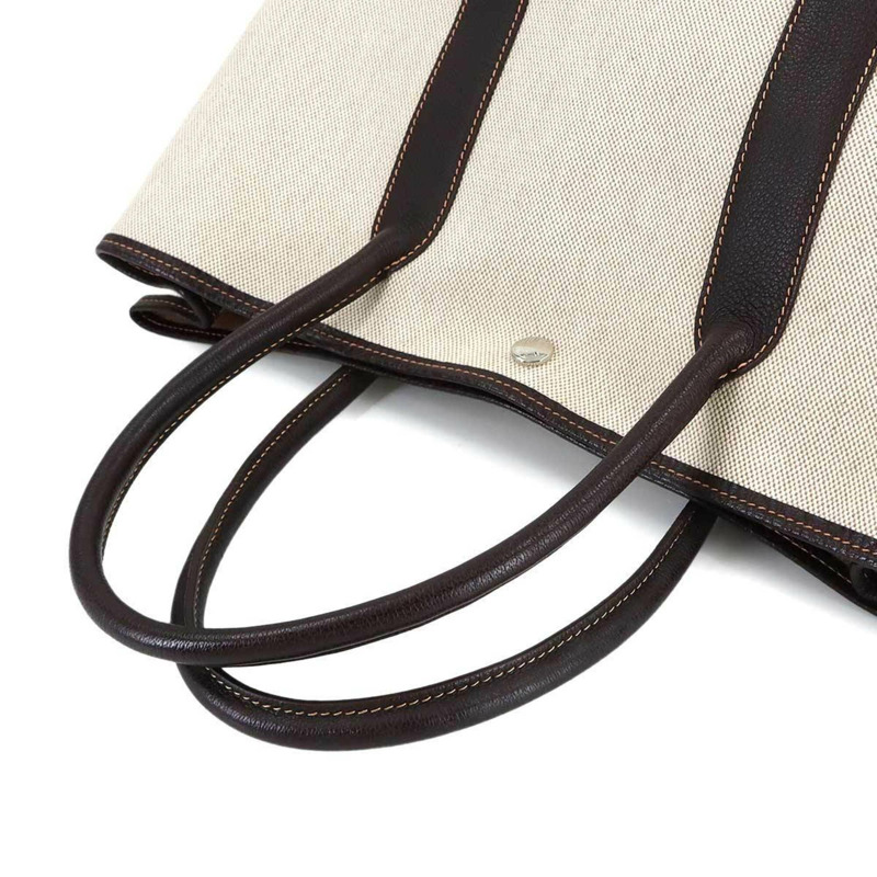 愛馬仕 Garden 36 PM 手提包,H 帆布皮革,天然栗色,□H 印記,銀色五金,派對款-4