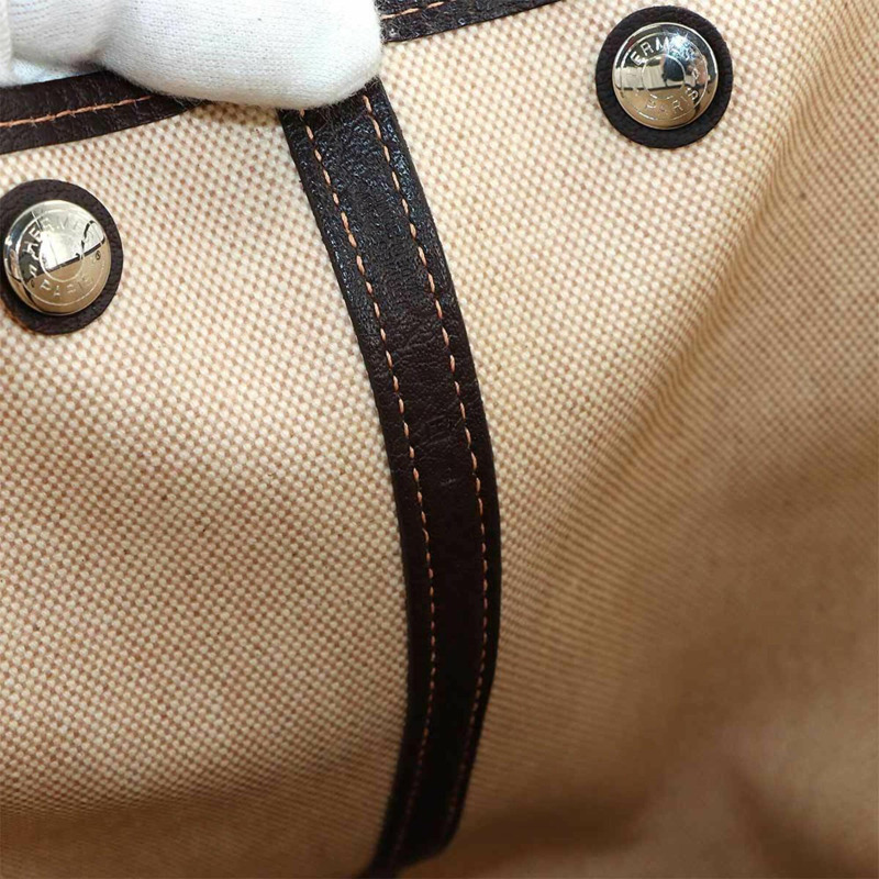 愛馬仕 Garden 36 PM 手提包,H 帆布皮革,天然栗色,□H 印記,銀色五金,派對款-6