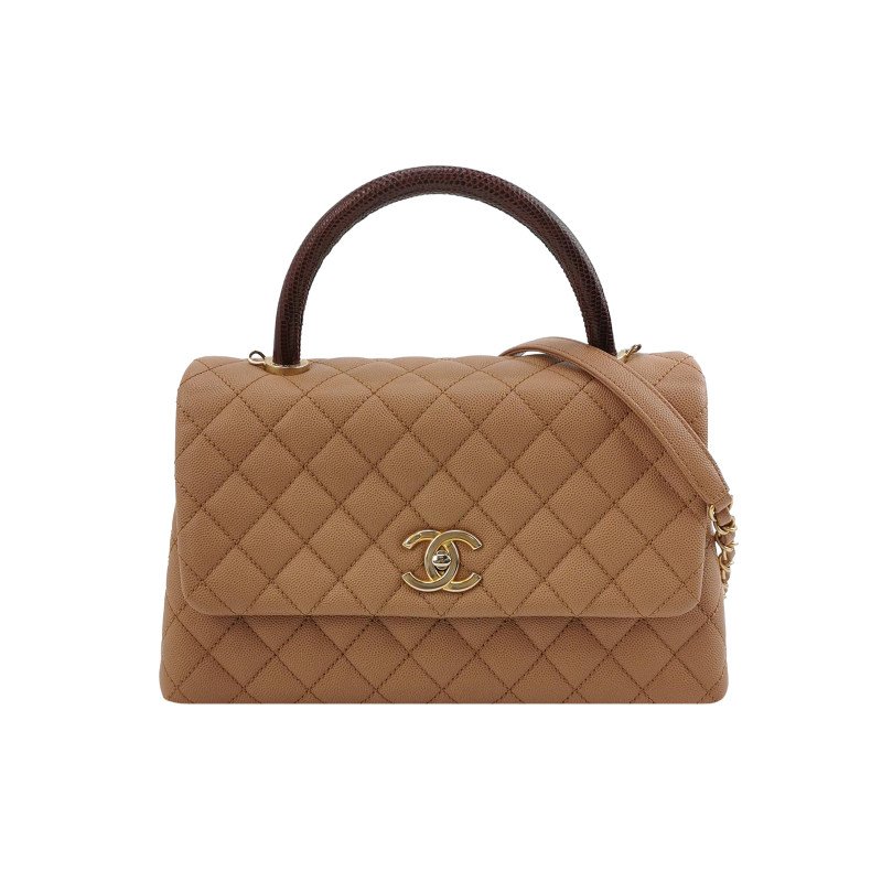 Chanel Coco Handle大號牛皮蜥蜴皮菱格絎縫優雅手柄單肩包-0