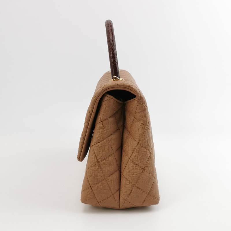 Chanel Coco Handle大號牛皮蜥蜴皮菱格絎縫優雅手柄單肩包-2