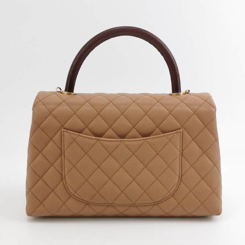 Chanel Coco Handle大號牛皮蜥蜴皮菱格絎縫優雅手柄單肩包-4