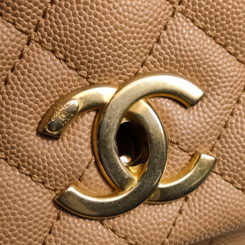 Chanel Coco Handle大號牛皮蜥蜴皮菱格絎縫優雅手柄單肩包-12