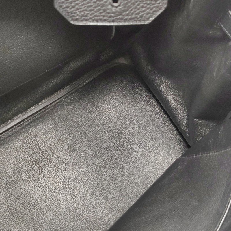 Hermes Birkin鉑金包35純色旋扣手提包Togo牛皮金扣89黑色框Q刻-11