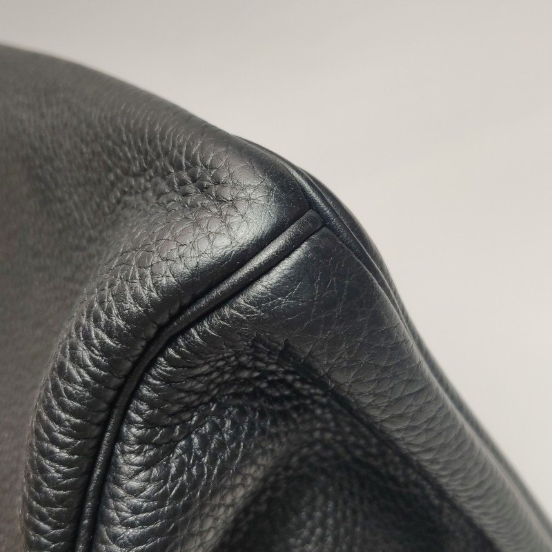 Hermes Birkin鉑金包35純色旋扣手提包Togo牛皮金扣89黑色框Q刻-16