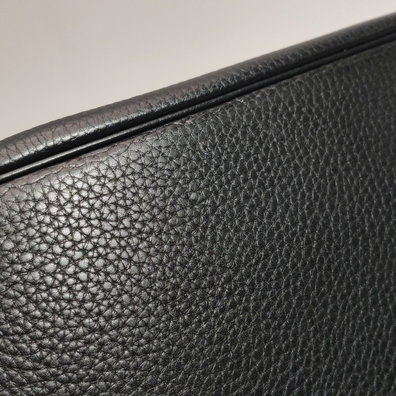 Hermes Birkin鉑金包35純色旋扣手提包Togo牛皮金扣89黑色框Q刻-17