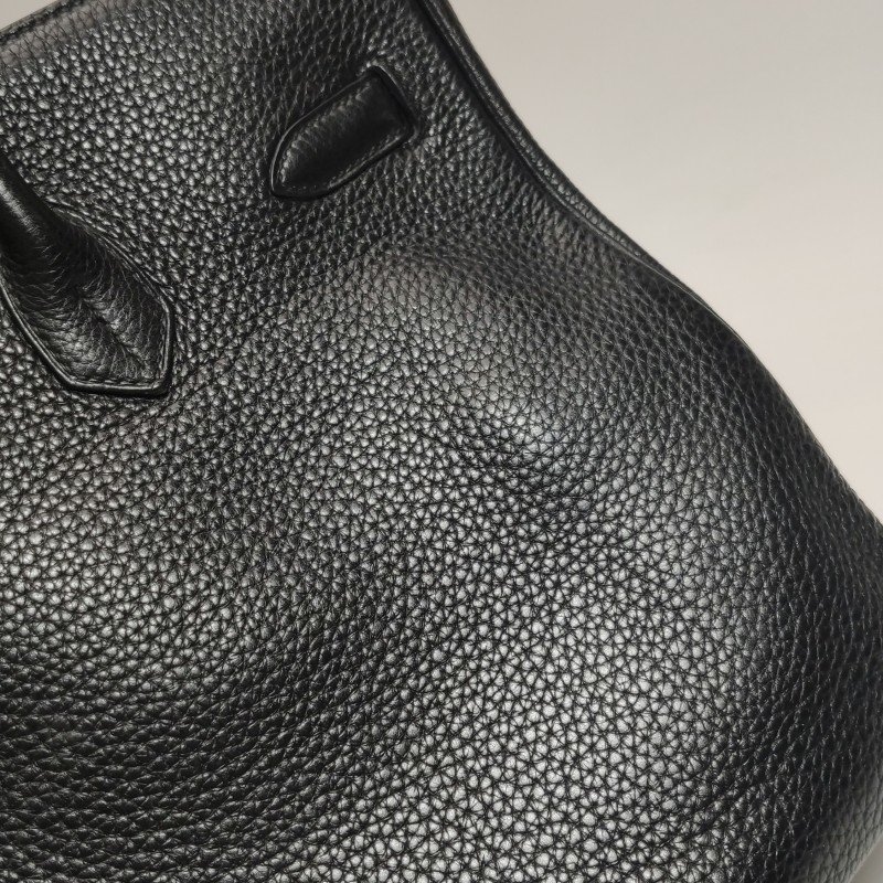 Hermes Birkin鉑金包35純色旋扣手提包Togo牛皮金扣89黑色框Q刻-20