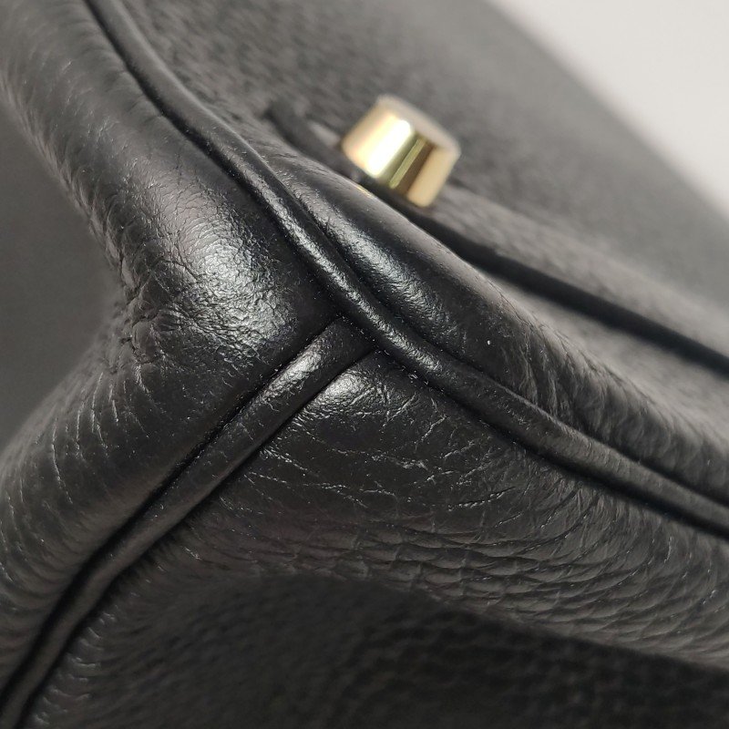 Hermes Birkin鉑金包35純色旋扣手提包Togo牛皮金扣89黑色框Q刻-21