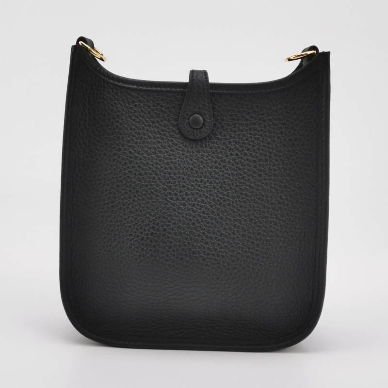 Hermes Evelyne 16鏤空肩背包Clemence(TC)牛皮金扣89黑色U刻-3