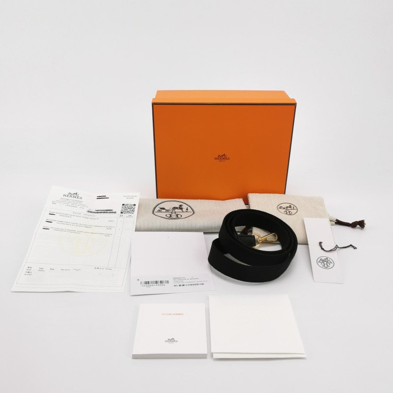 Hermes Evelyne 16鏤空肩背包Clemence(TC)牛皮金扣89黑色U刻-6