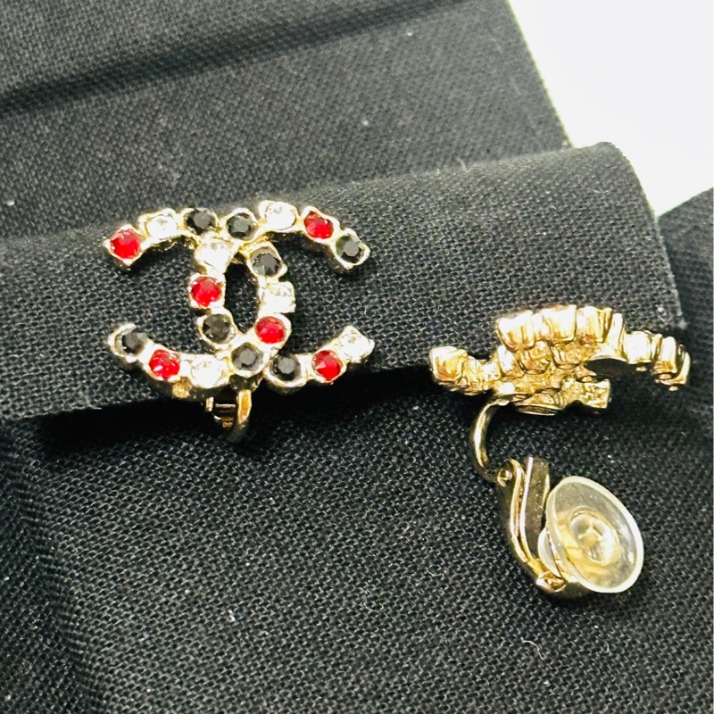 CHANEL 雙C寶石LOGO 耳夾 未使用新品保證正品 附盒裝-2