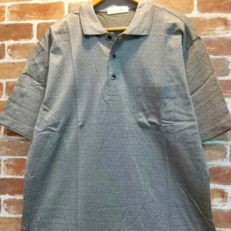 DIOR極新 CD字母圖案灰色短袖polo衫-0