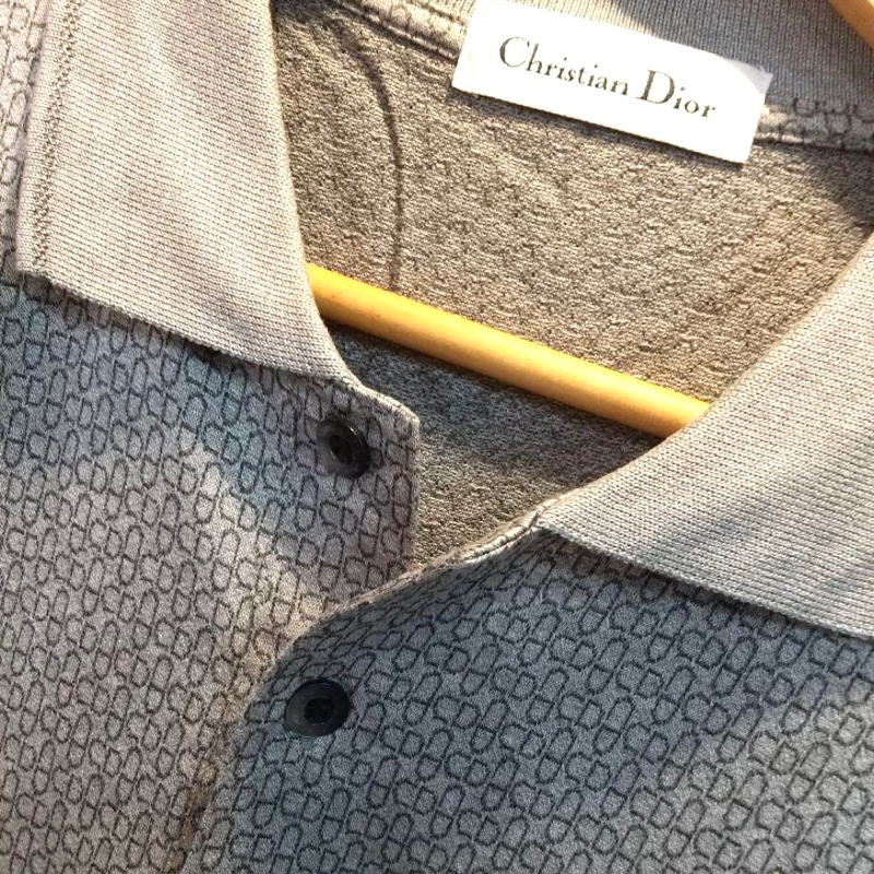 DIOR極新 CD字母圖案灰色短袖polo衫-3