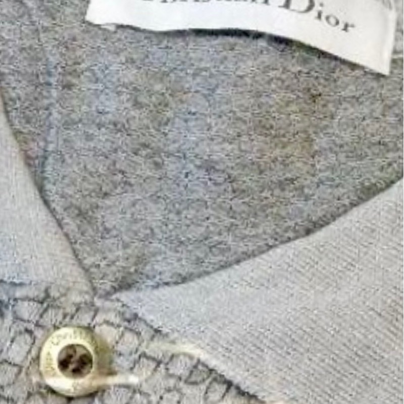DIOR極新 CD字母圖案灰色短袖polo衫-4
