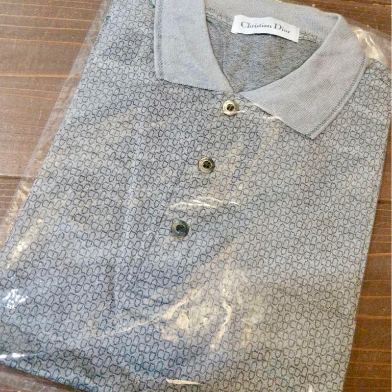 DIOR極新 CD字母圖案灰色短袖polo衫-5
