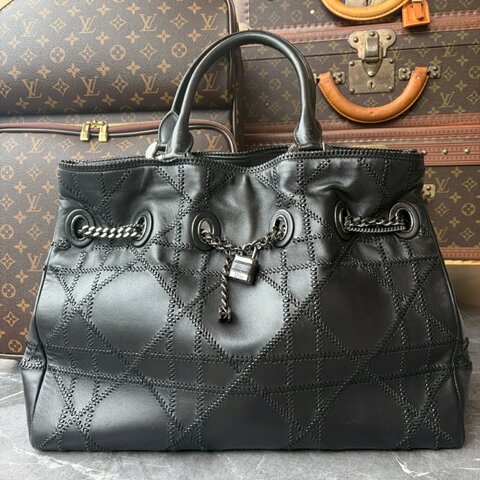 DIOR 格紋鏈袋購物包