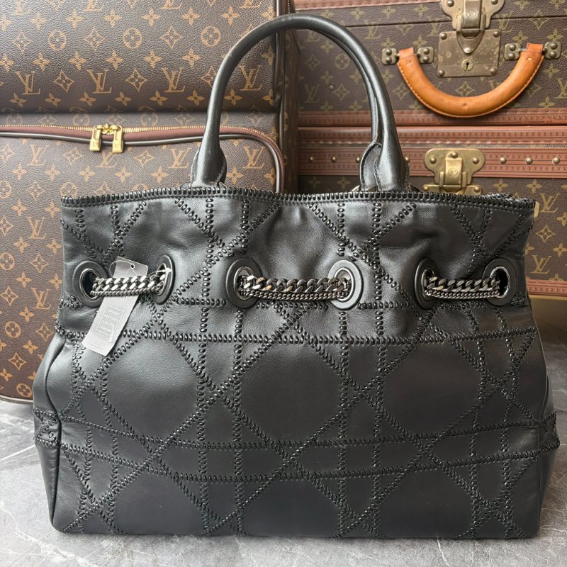 DIOR 格紋鏈袋購物包-1