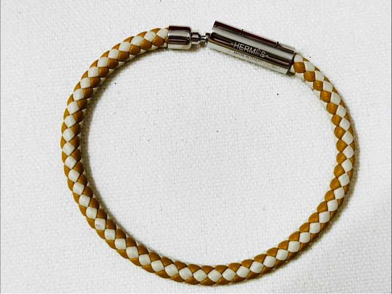 HERMES愛馬仕編織手圈 皮革手環 義大利製 全新未用-2