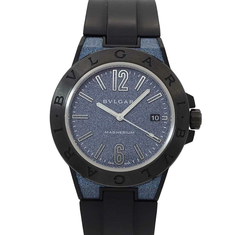 寶格麗 BVLGARI Diagono 鎂合金 DG41SMC 男士腕錶 日期顯示 藍色 自動上鍊-0