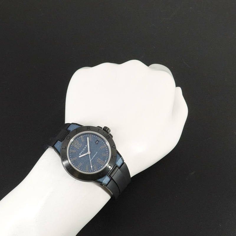 寶格麗 BVLGARI Diagono 鎂合金 DG41SMC 男士腕錶 日期顯示 藍色 自動上鍊-2