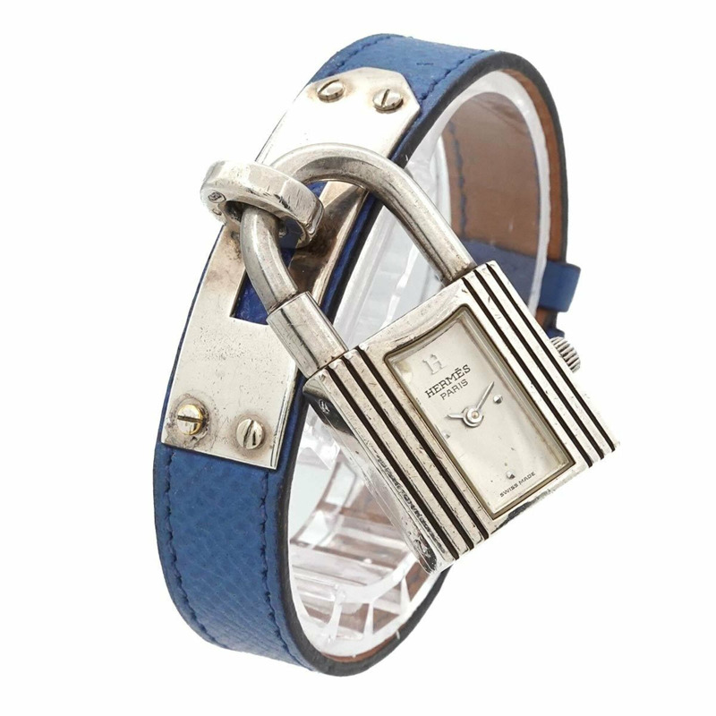 愛馬仕 Kelly 女士腕錶,銀色 SV925 機芯,黃色皮錶帶,石英鎖扣。-1