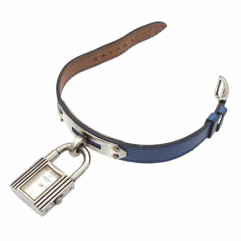 愛馬仕 Kelly 女士腕錶,銀色 SV925 機芯,黃色皮錶帶,石英鎖扣。-3